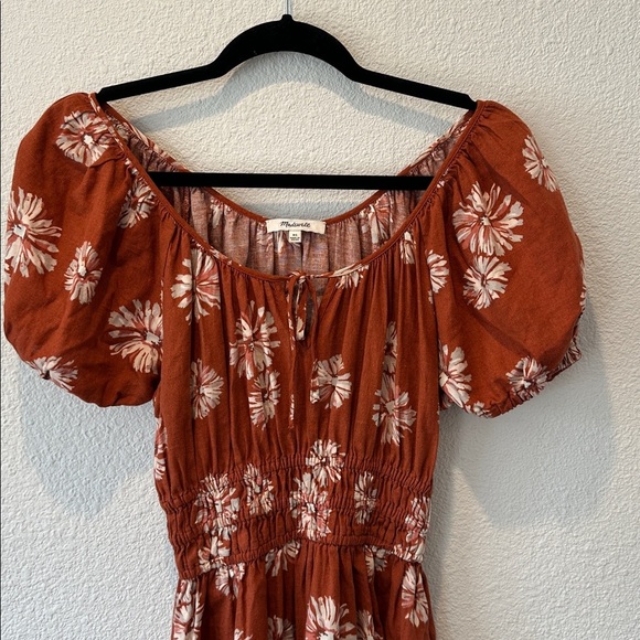Madewell Midi Floral Fall Rust Dress - Picture 2 of 5